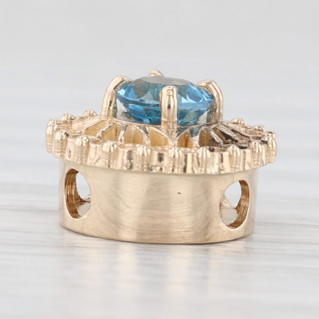 Light Gray 0.45ct Blue Topaz Solitaire Slide Bracelet Charm 14k Yellow Gold Richard Glatter