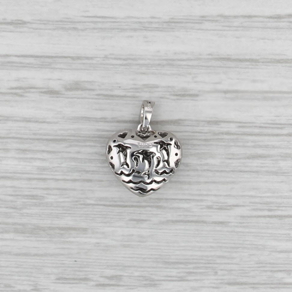 0.42ctw Pave Diamond Puffy Heart Pendant 14k White Gold Small Drop