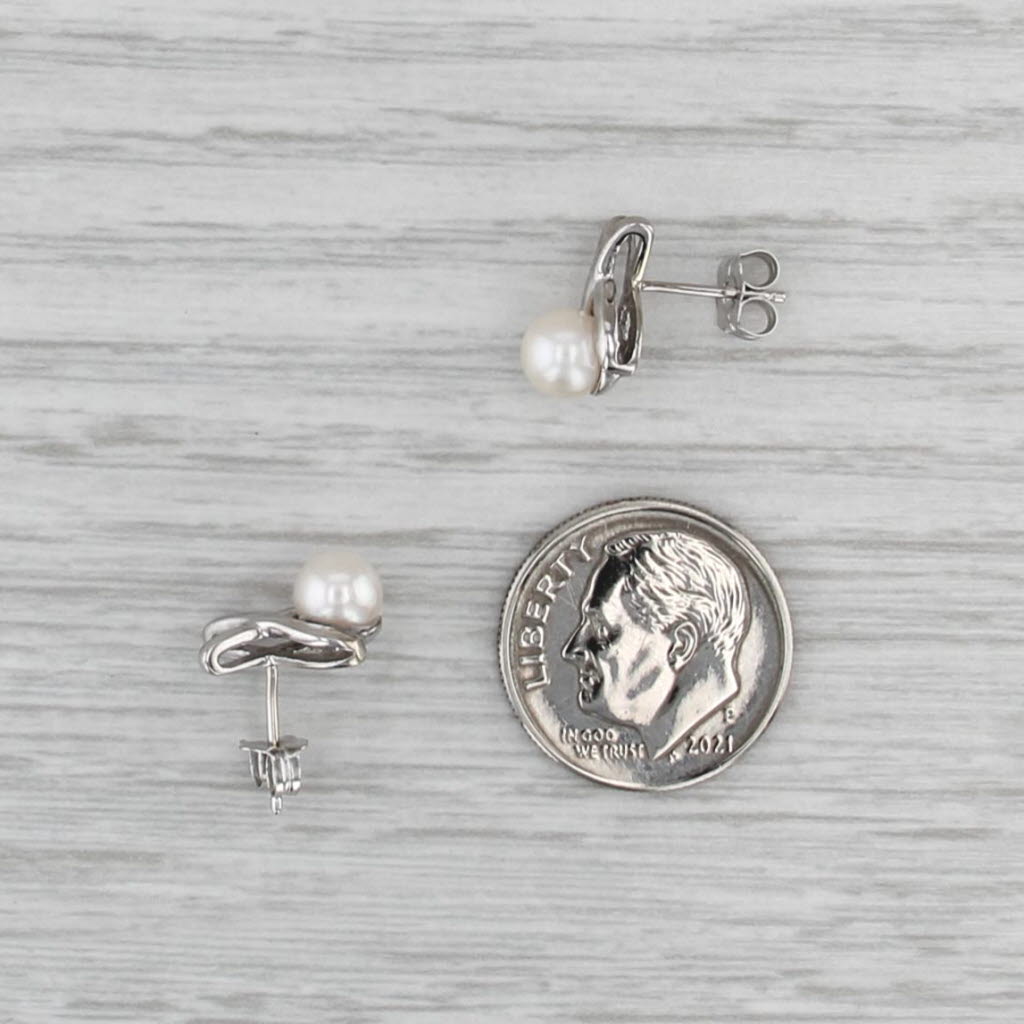Cultured Pearl X Stud Earrings 10k White Gold 5.4-5.5mm Studs