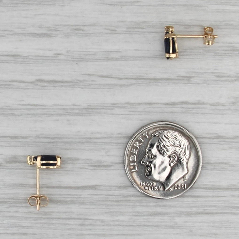 1.23ctw Oval Blue Sapphire Diamond Stud Earrings 14k Yellow Gold