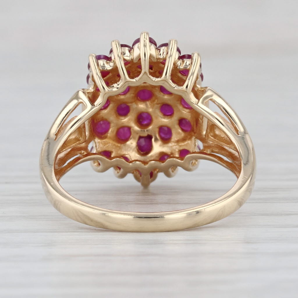 2ctw Ruby Cluster Ring 14k Yellow Gold Size 6.75 Cocktail