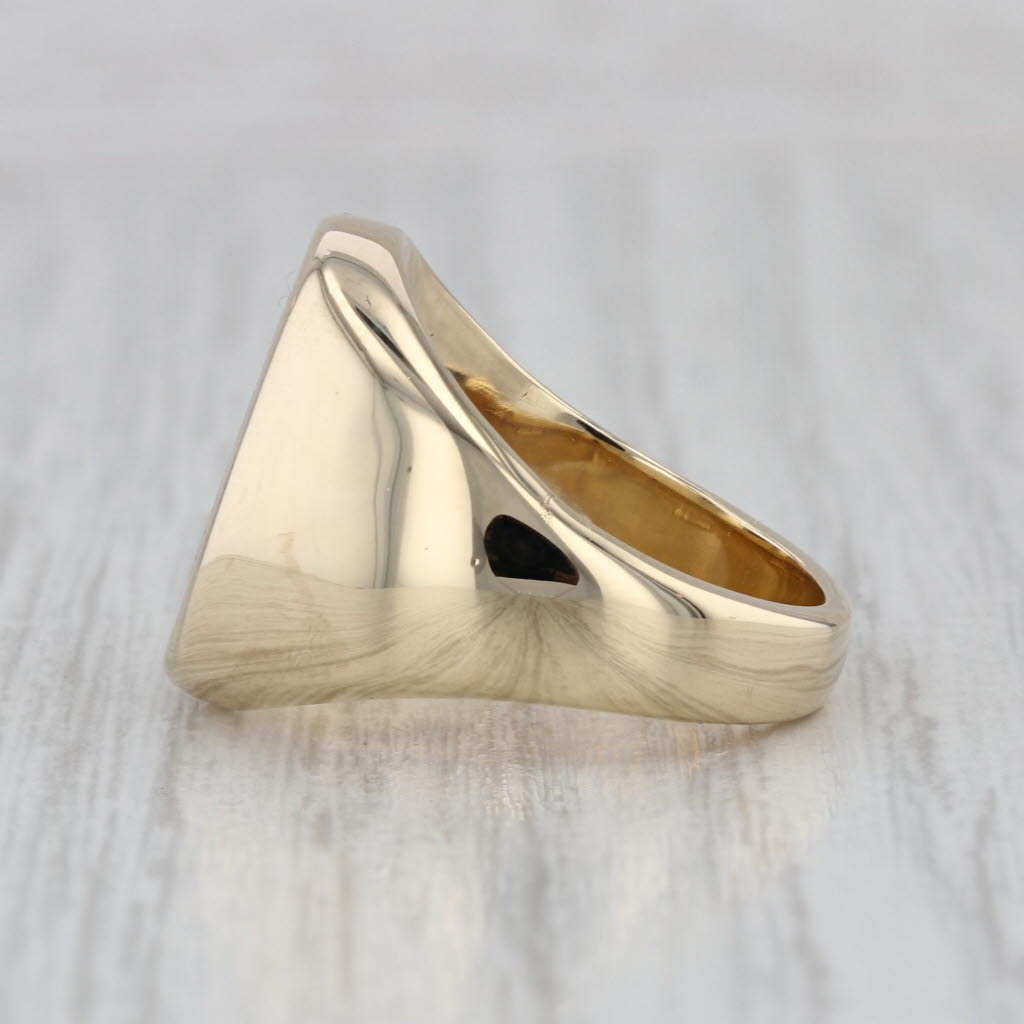 Engraved Scripted Initial Letter A Signet Ring 14k Yellow Gold Size 6.25