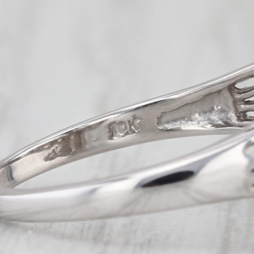 Cultured Pearl 3-Stone Diamond Ring 10k White Gold Size 6.75