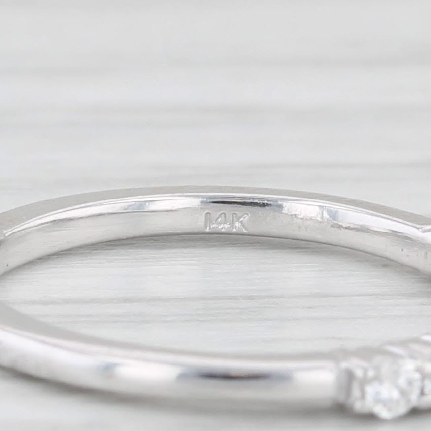 Light Gray 0.20ctw Diamond Wedding Band 14k White Gold Size 3.5 Stackable Ring