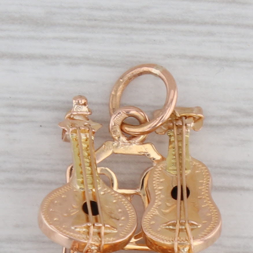 Gray Guitars on Chair Charm 18k Rose Gold Souvenir Pendant Vintage 3D Figural