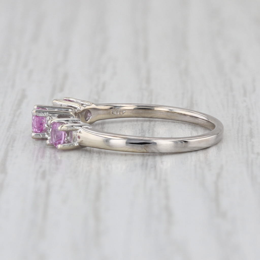 0.59ctw Pink Sapphire Diamond Ring 14k White Gold Size 7 Stackable
