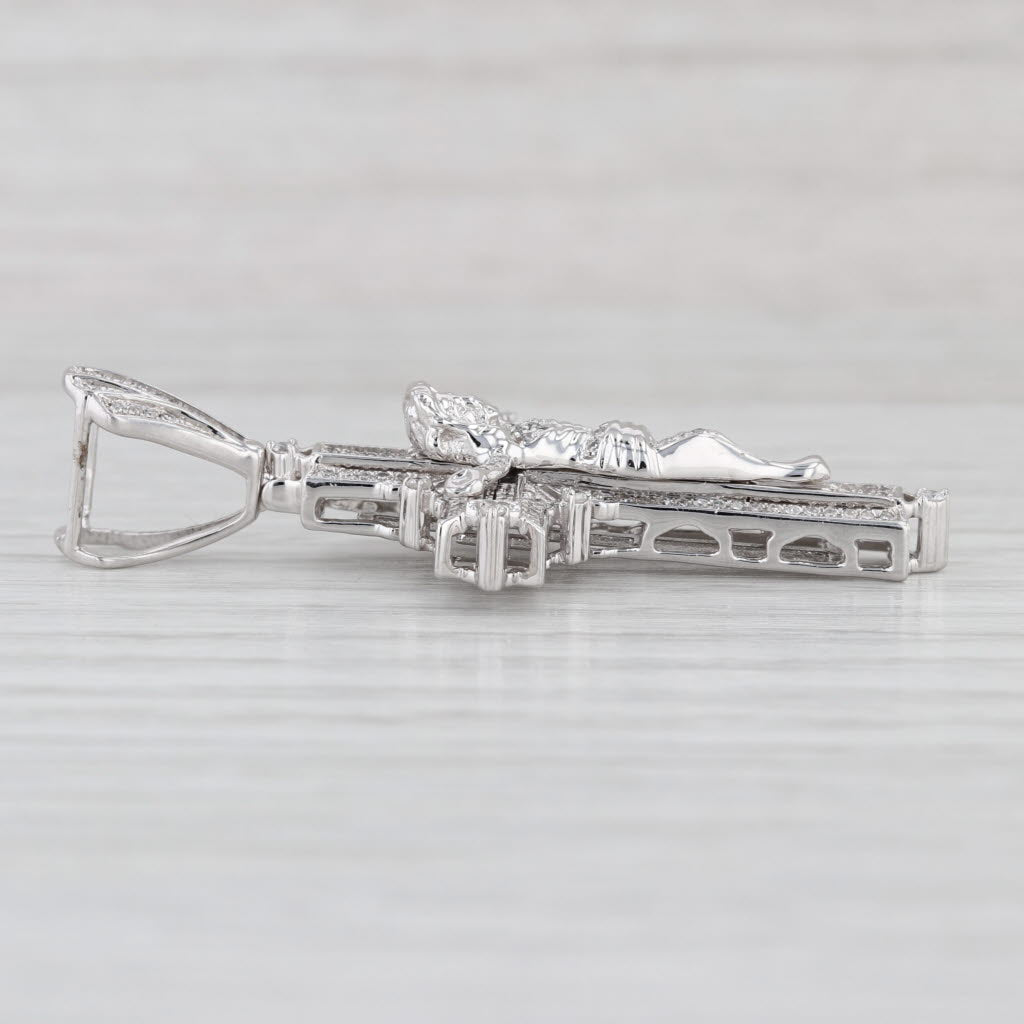 1.06ctw Diamond Crucifix Cross Pendant 10k White Gold Figural