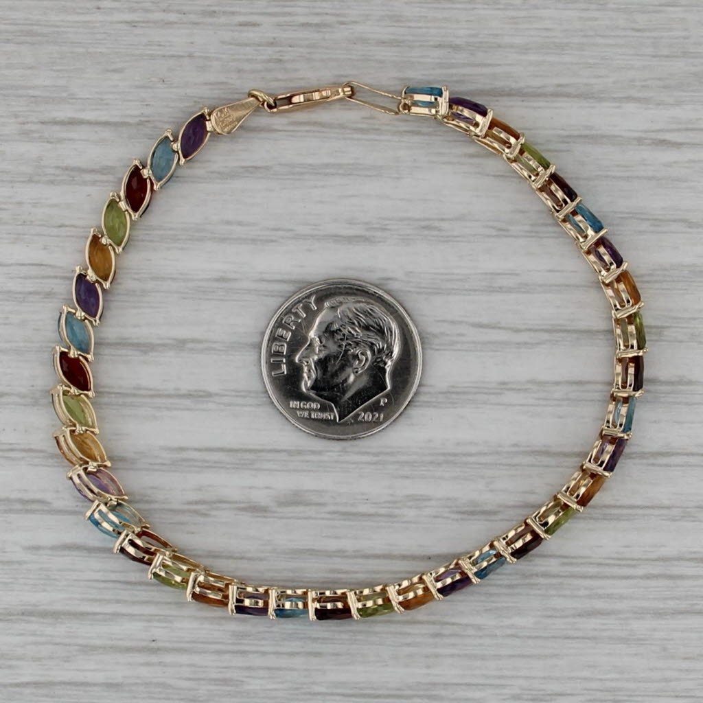 10ctw Gemstone Tennis Bracelet 14k Gold Amethyst Topaz Garnet Peridot Citrine 7"