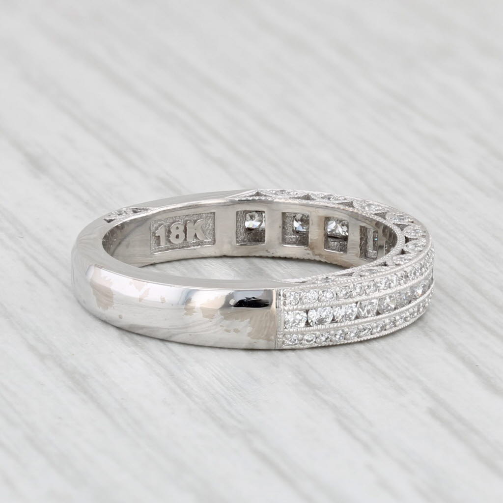 Light Gray New Tacori 0.53ctw Diamond Wedding Band 18k White Gold Size 6.5 Anniversary Ring