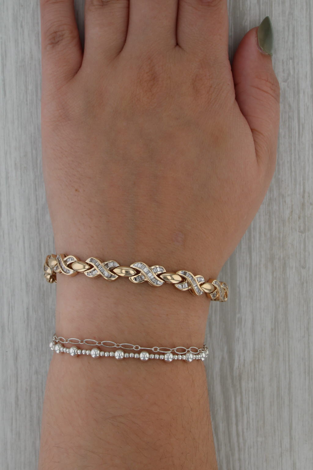 3ctw X Bar Link Diamond Tennis Bracelet 14k Yellow Gold 7" 7.8mm