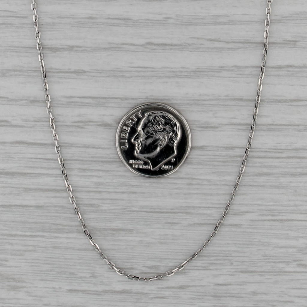 Cable Chain Necklace 14k White Gold 16" 1.3mm