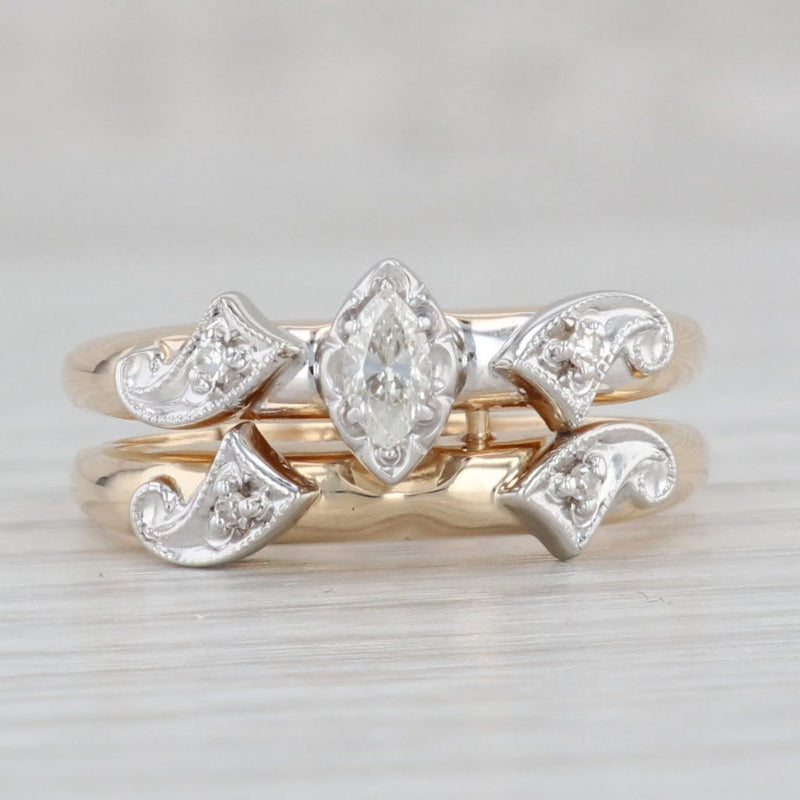 Gray 0.10ctw VS2 Diamond Marquise Engagement Ring Wedding Band Bridal 14k Gold Size 6