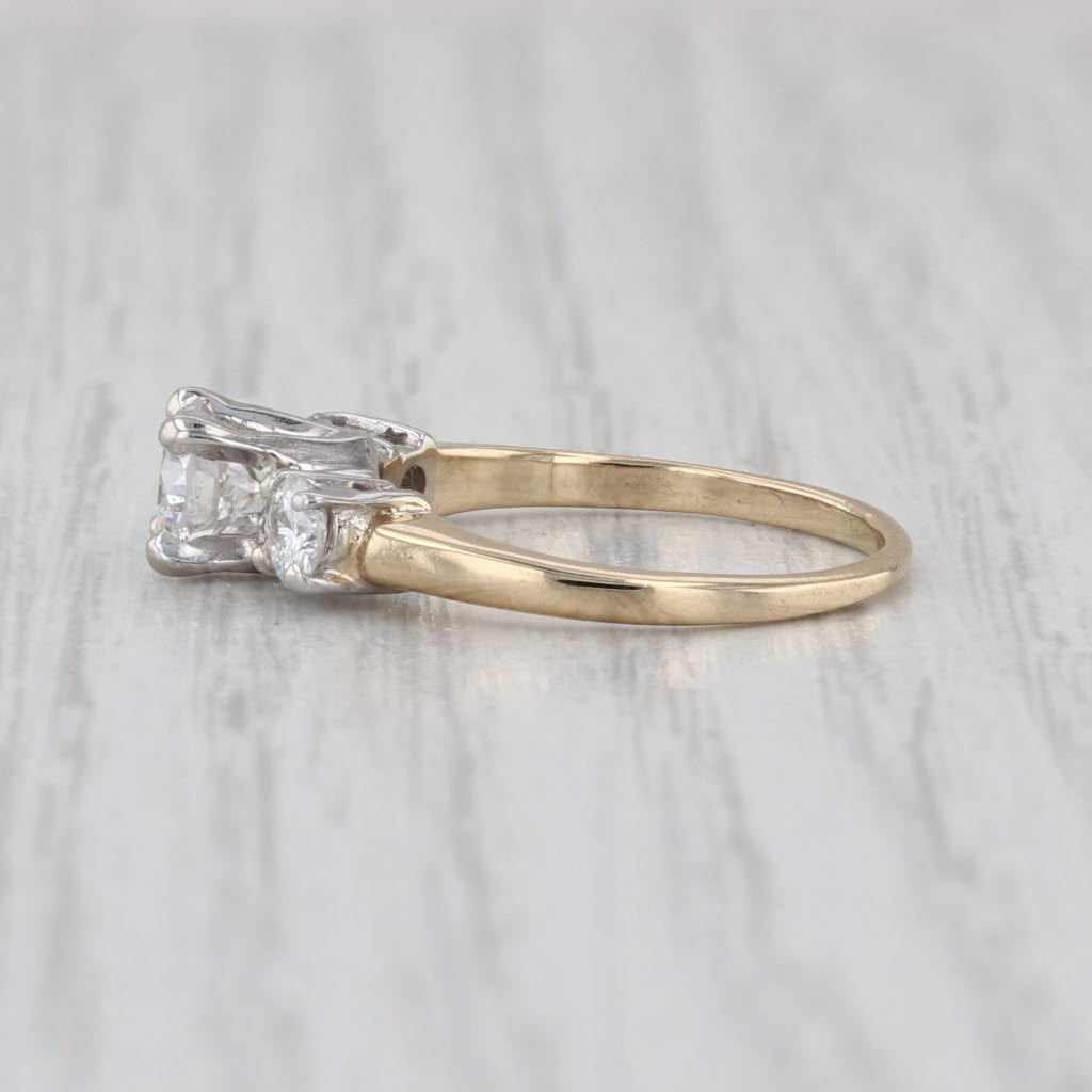 0.72ctw Round Diamond 3-Stone Engagement Ring 14k White Yellow Gold Size 5.25