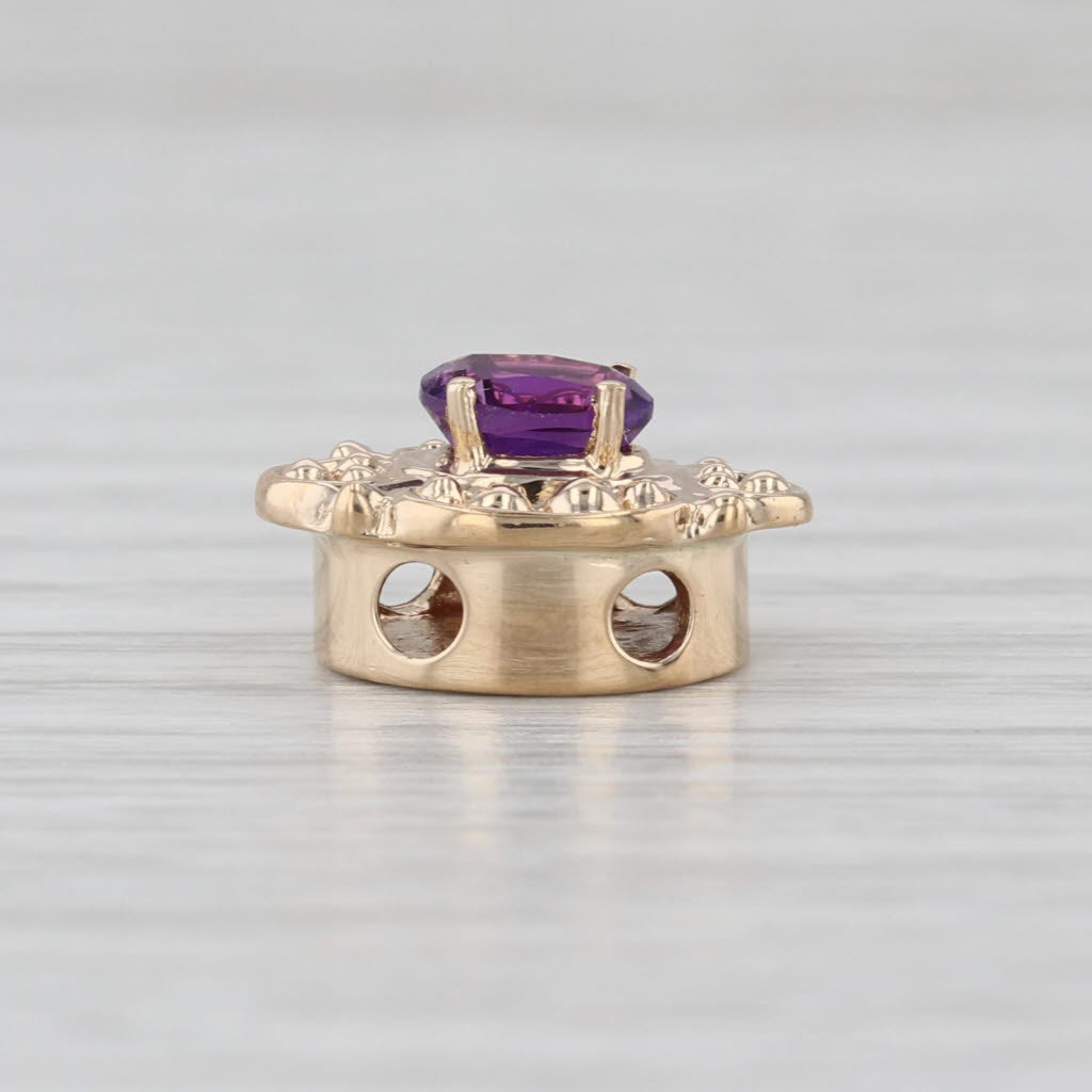 0.44ct Amethyst Slide Bracelet Charm 14k Yellow Gold Oval Solitaire