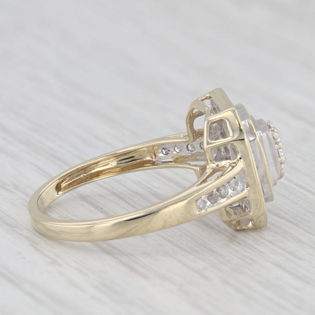 Light Gray 0.18ctw Diamond Cluster Halo Engagement Ring 10k Yellow Gold Size 7.25