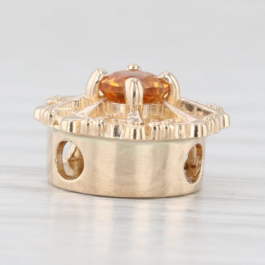 Light Gray 0.23ct Citrine Solitaire Slide Bracelet Charm 14k Yellow Gold Richard Glatter