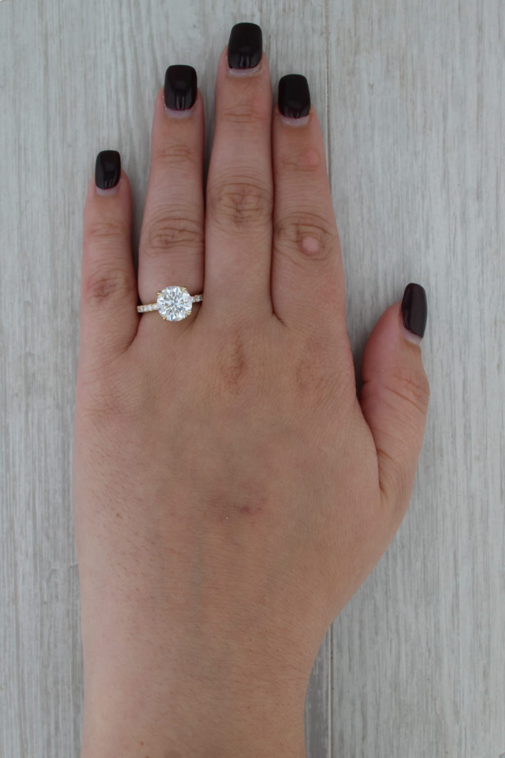 New IGI 3.51ctw Round Lab Grown Diamond Engagement Ring 14k Yellow Gold Size 6