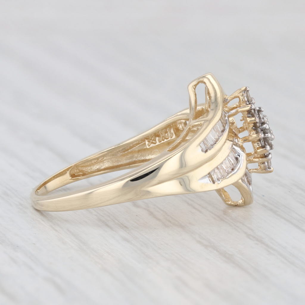 Light Gray 0.50ctw Diamond Cluster Bypass Ring 10k Yellow Gold Size 8 Engagement