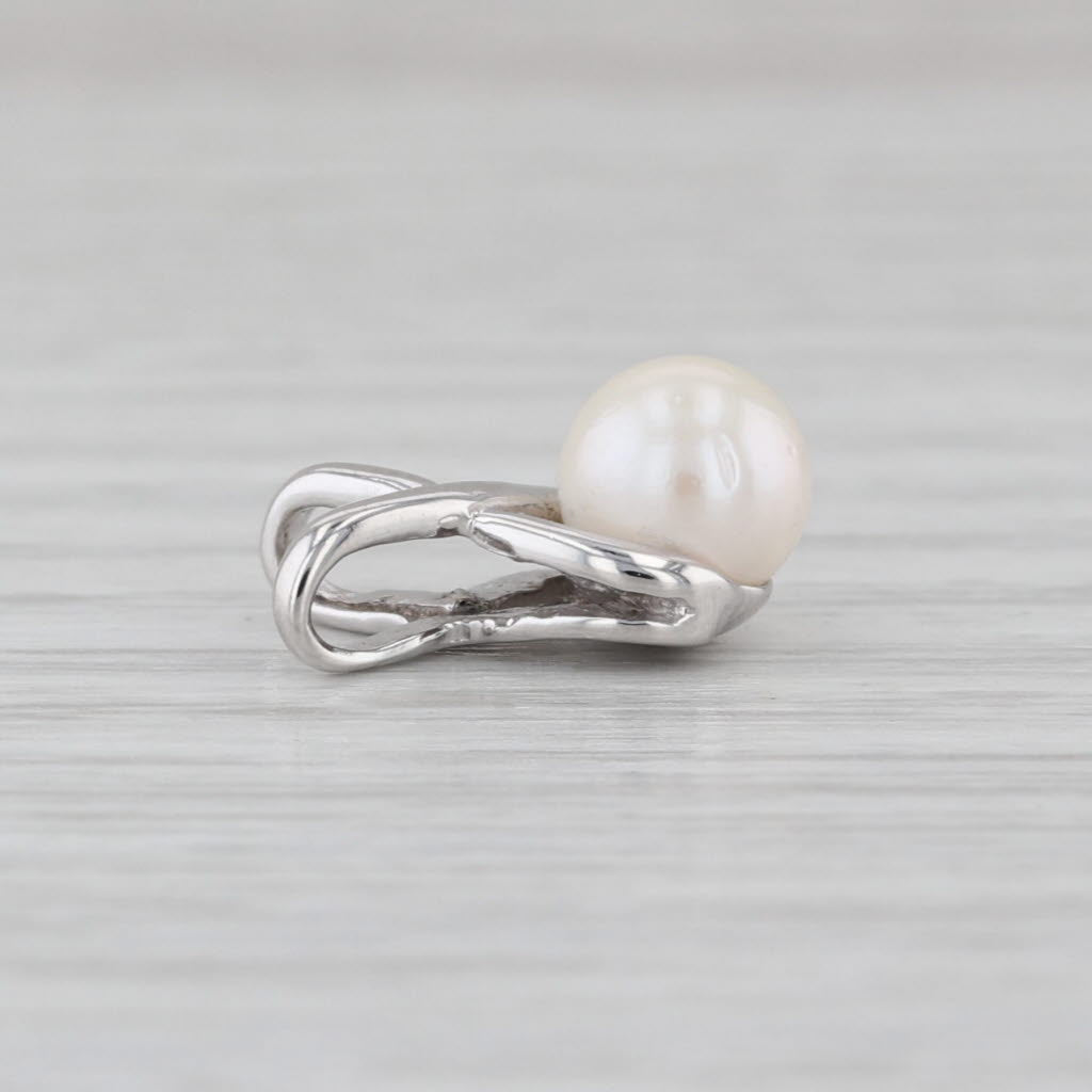 Cultured Pearl X Pendant 10k White Gold Small Drop
