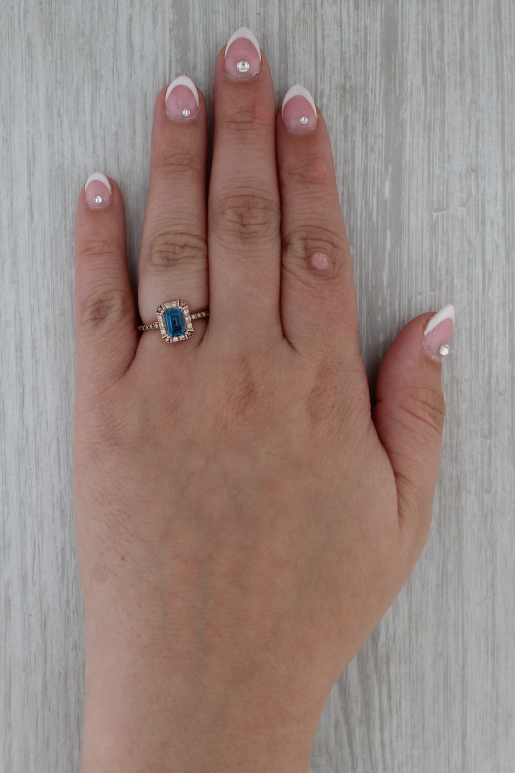 Le Vian 1.41ctw Blue Topaz Diamond Halo Ring 14k Rose Gold Size 5.75 Engagement