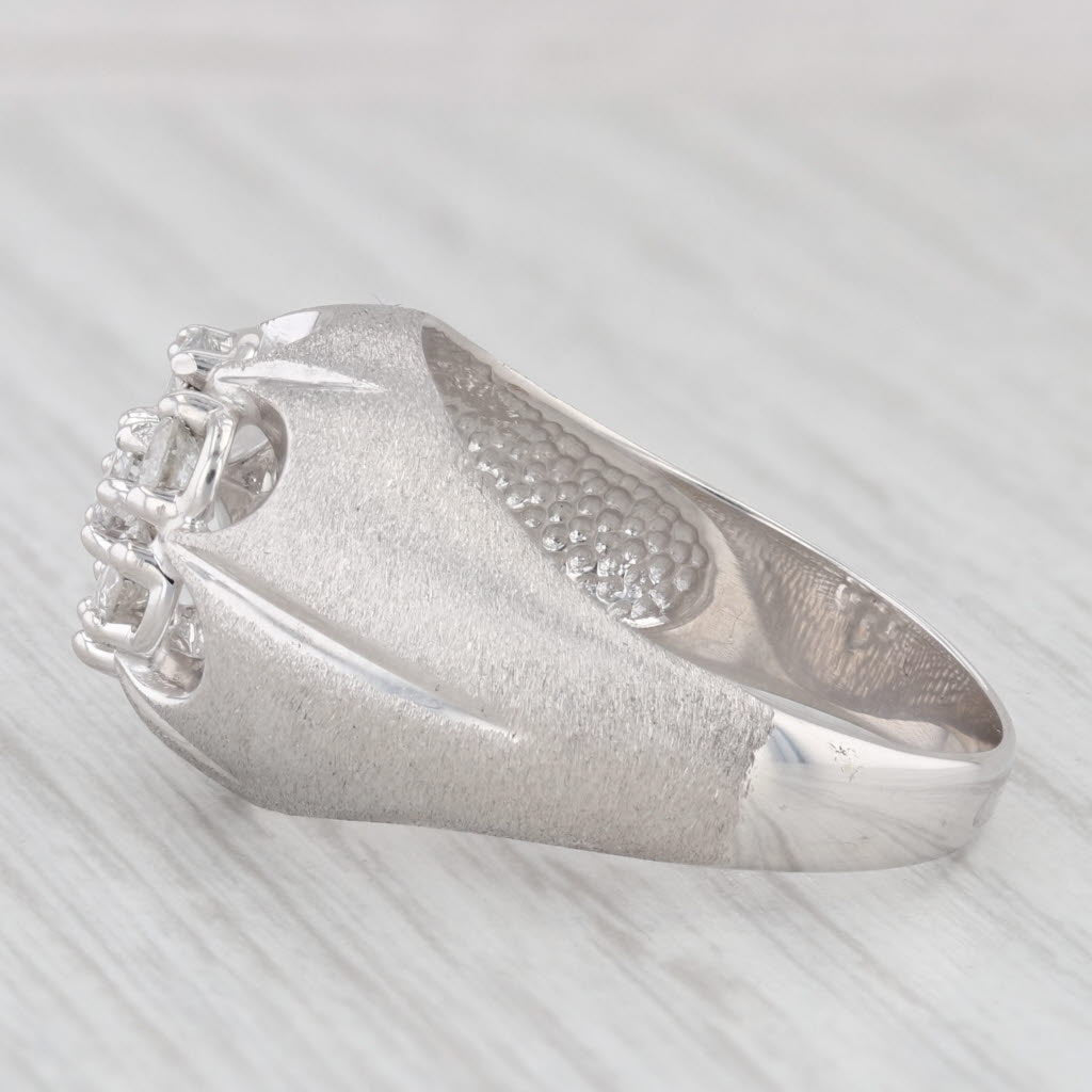 Light Gray 1ctw Diamond Cluster Belcher Settings Ring 14k White Gold Size 10.75 Vintage Men