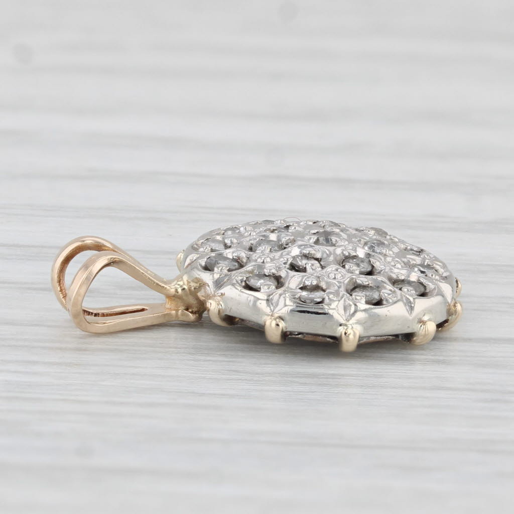 Light Gray 0.28ctw Diamond Cluster Pendant 10k Yellow White Gold Small Drop