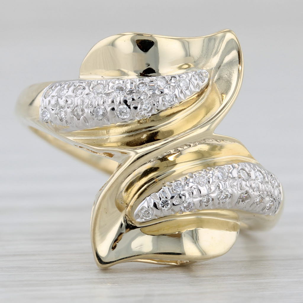 Gray 0.15ctw Diamond Bypass Ring 14k Yellow Gold Size 8
