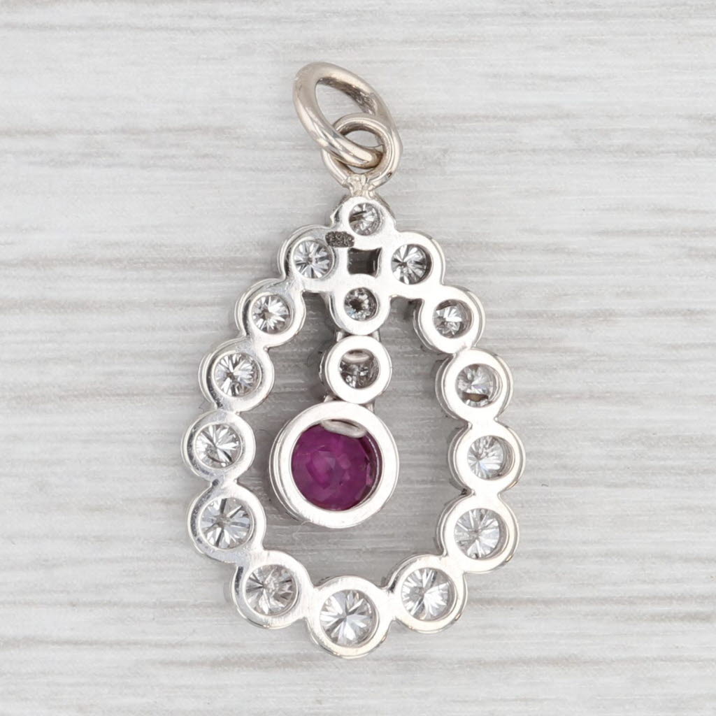 Light Gray 1.50ctw Ruby Diamond Teardrop Pendant 18k White Gold