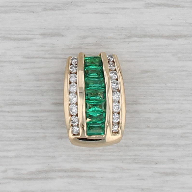Gray 0.95ctw Emerald Diamond Enhancer Pendant 14k Yellow Gold Clip Bail