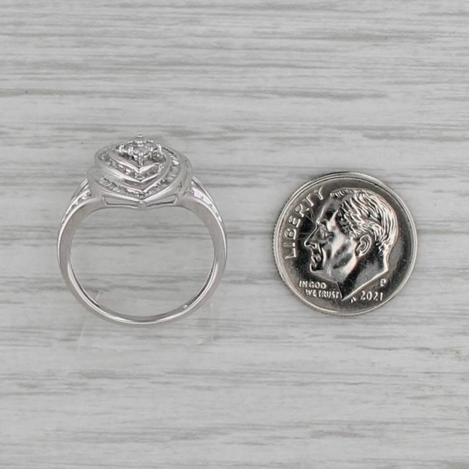 0.63ctw Diamond Ring 10k White Gold Size 7 Interlocking Halos