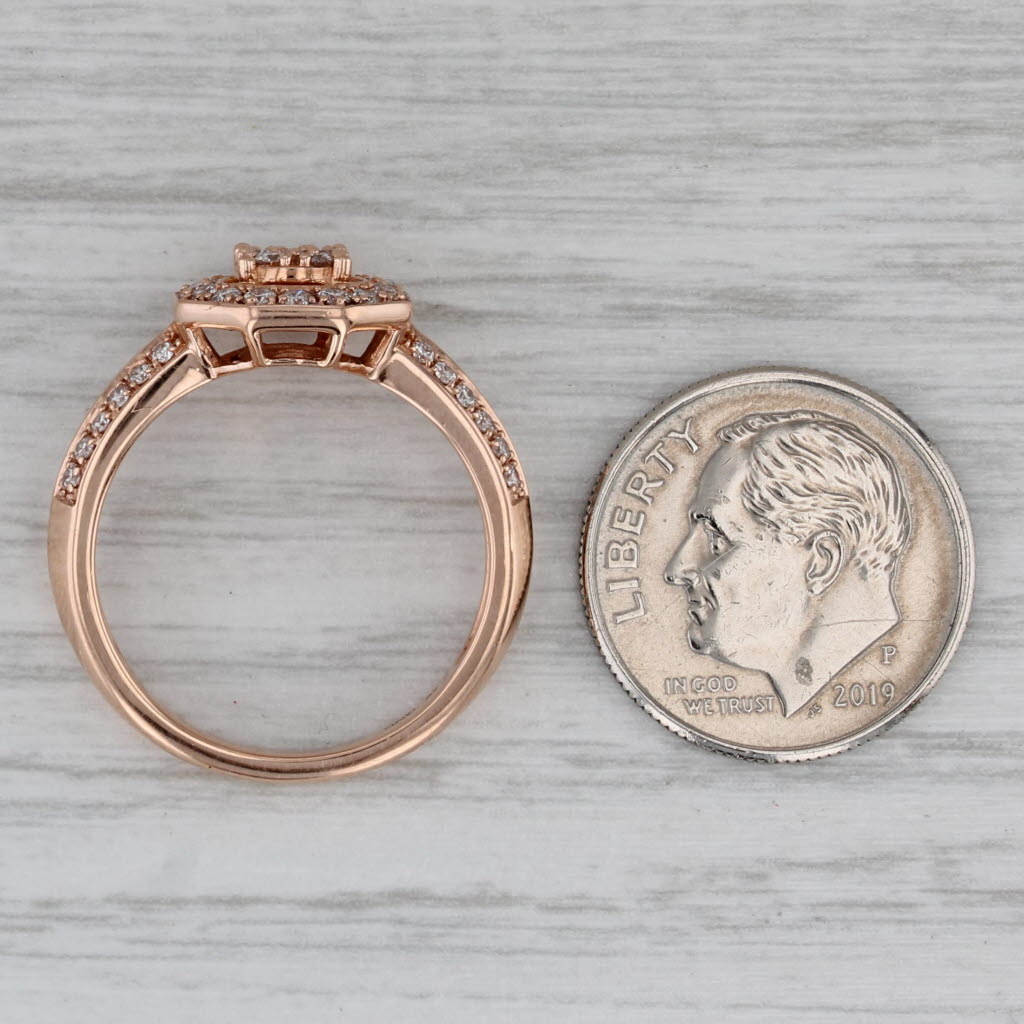 Gray New 0.47ctw Diamond Halo Engagement Ring 14k Rose Gold Size 7.25
