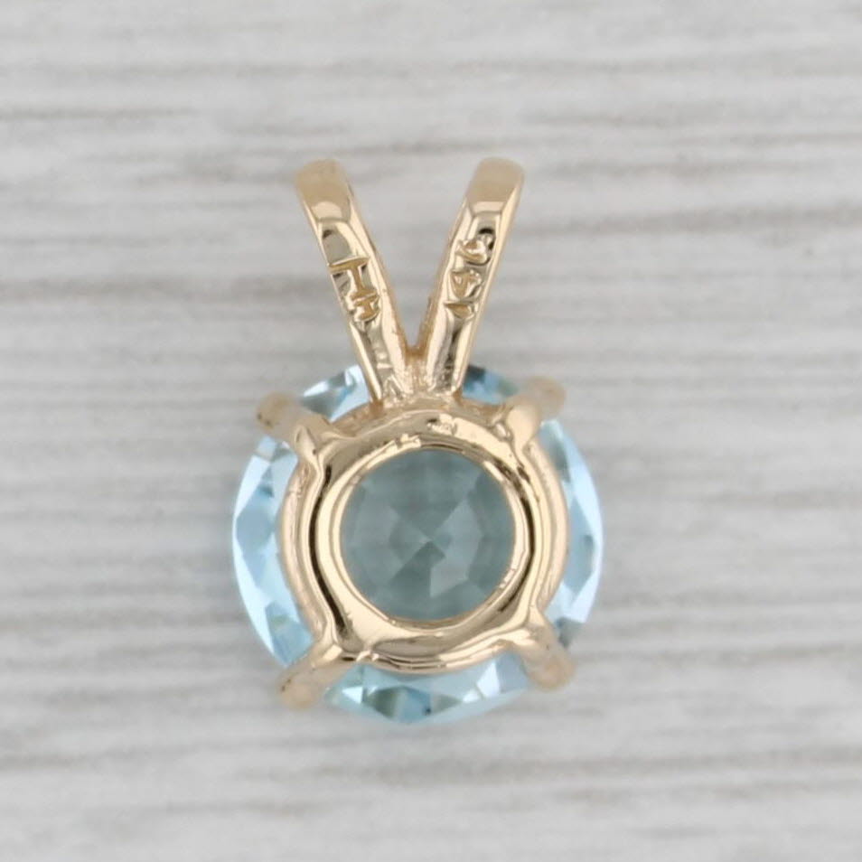 Gray 2.50ct Blue Topaz Round Solitaire Pendant 14k Yellow Gold