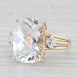 7.75ct Cushion Colorless Topaz Ring 10k Yellow Gold Size 6.25