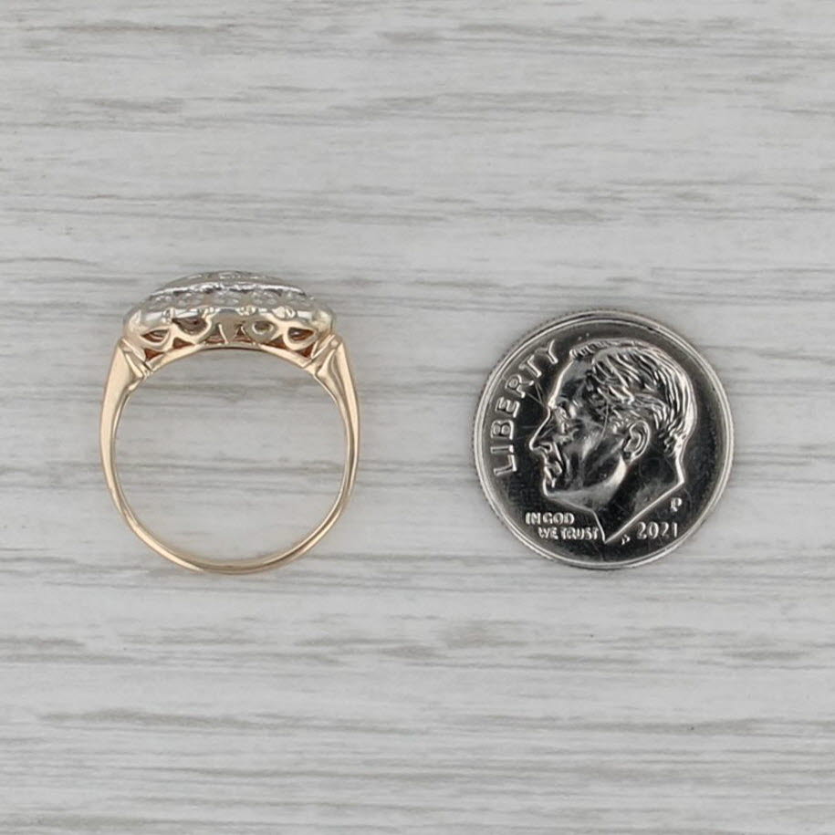 Vintage Diamond Princess Ring 10k White Yellow Gold Size 6.5