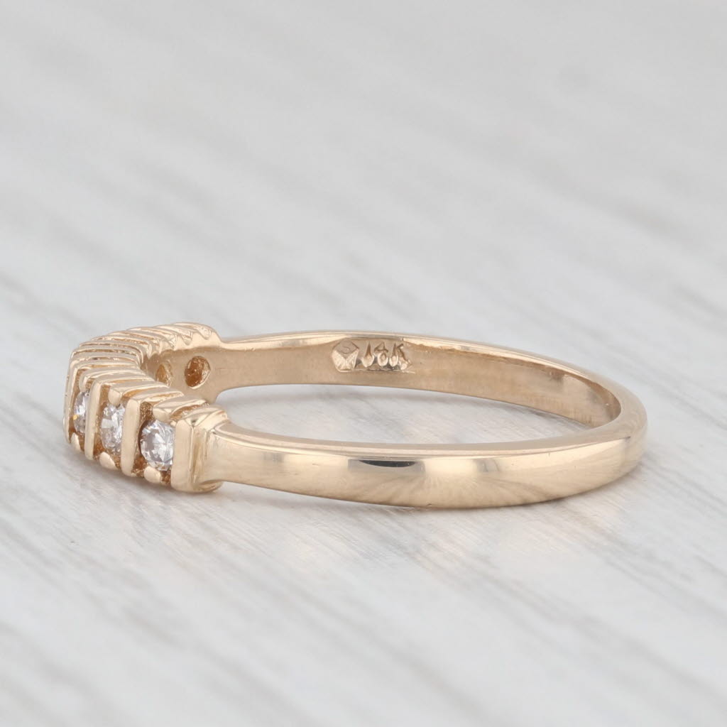 Light Gray 0.20ctw Diamond Wedding Ring 14k Yellow Gold Stackable Band Size 6.25