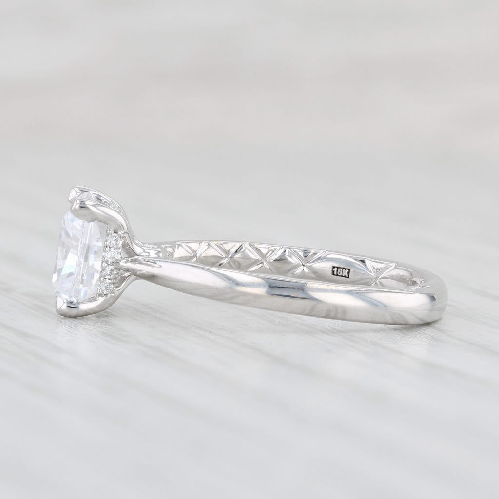 Light Gray New A Jaffe Diamond Semi Mount Engagement Ring 18k White Gold Size 6