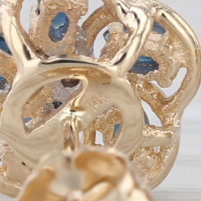 0.80ctw Sapphire Flower Stud Earrings 14k Yellow Gold Studs Diamond Accents