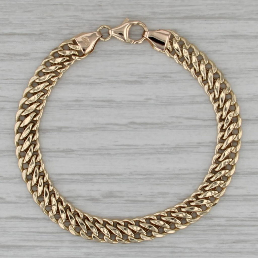 Curb Chain Bracelet 14k Yellow Gold Milor Italy 6.25" 6.2mm