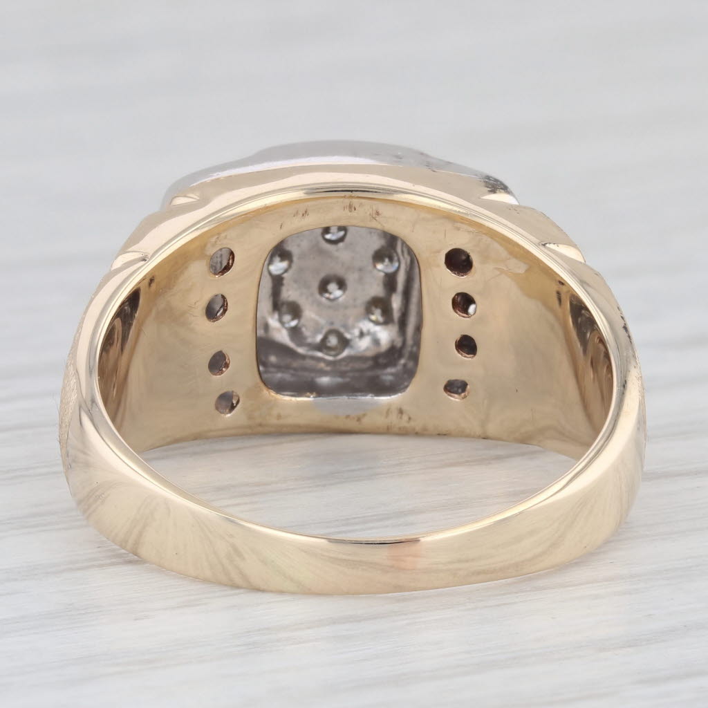 Light Gray Men's 0.40ctw Diamond Cluster Ring 10k White Yellow Gold Size 12.75