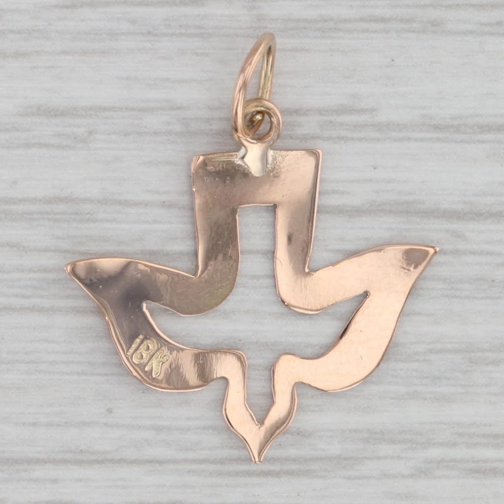 Gray Peace Dove Pendant Openwork Charm Religious 18k Rose Gold