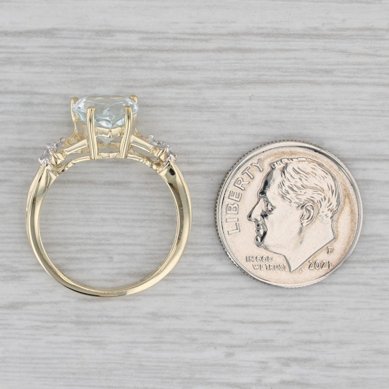 2.22ctw Pear Aquamarine Diamond Ring 10k Yellow Gold Size 6