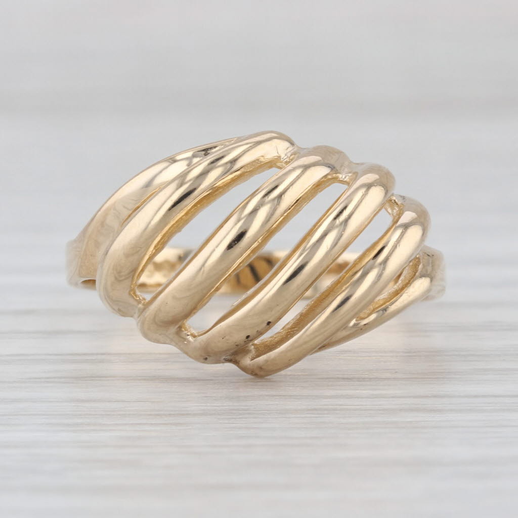Scalloped Openwork Croissant Ring 14k Yellow Gold Size 9.25