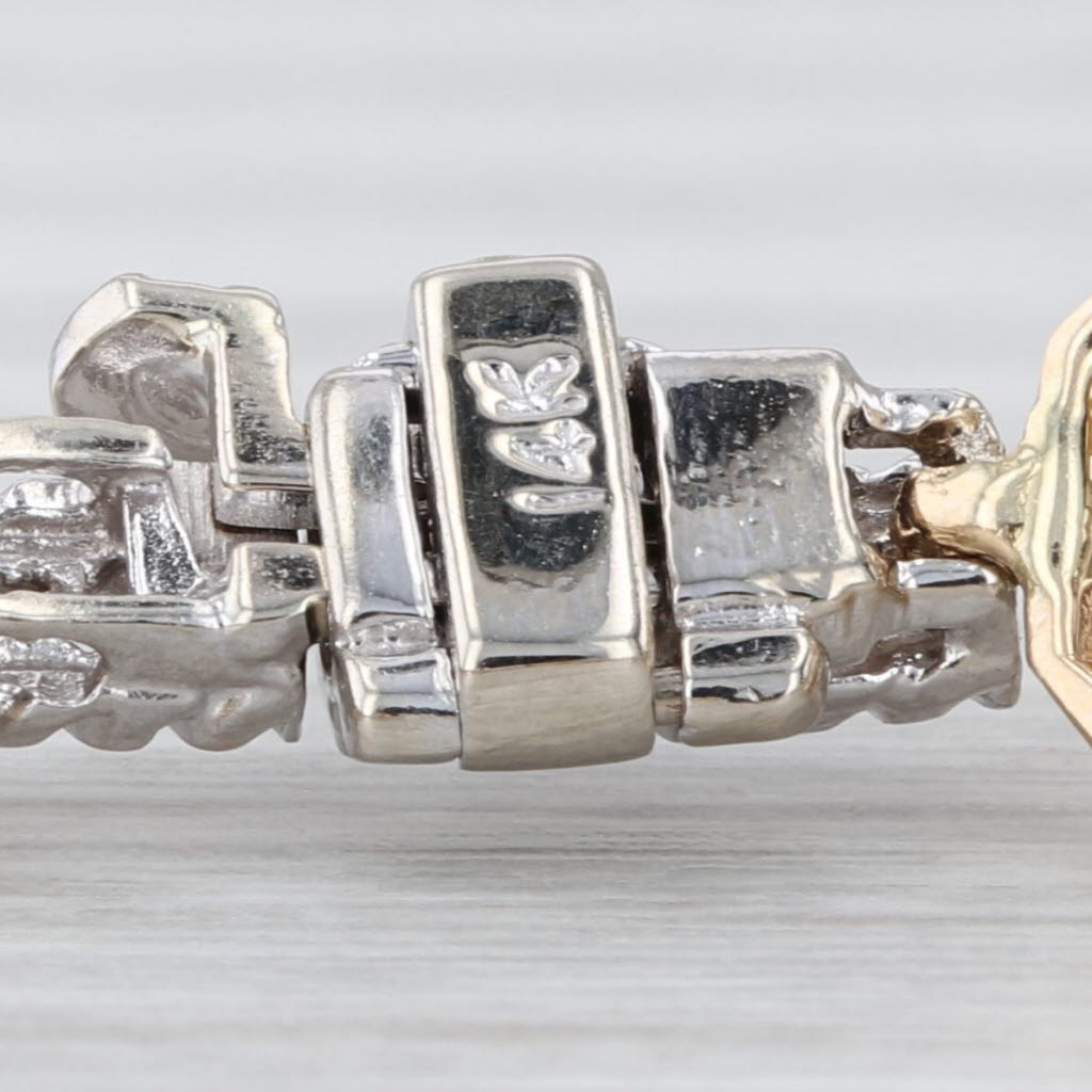 1ctw Diamond Bead Bar Links Bracelet 14k White Yellow Gold 7.25"