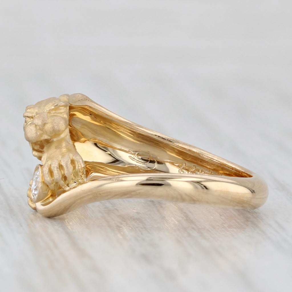 Light Gray Carrera Y Carrera Panther Ring Diamond 18k Yellow Gold Size 6.25 Box