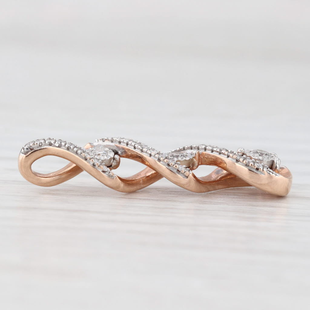 Light Gray 0.20ctw Diamond Swirl Journey Pendant 10k Rose Gold Floating Drop