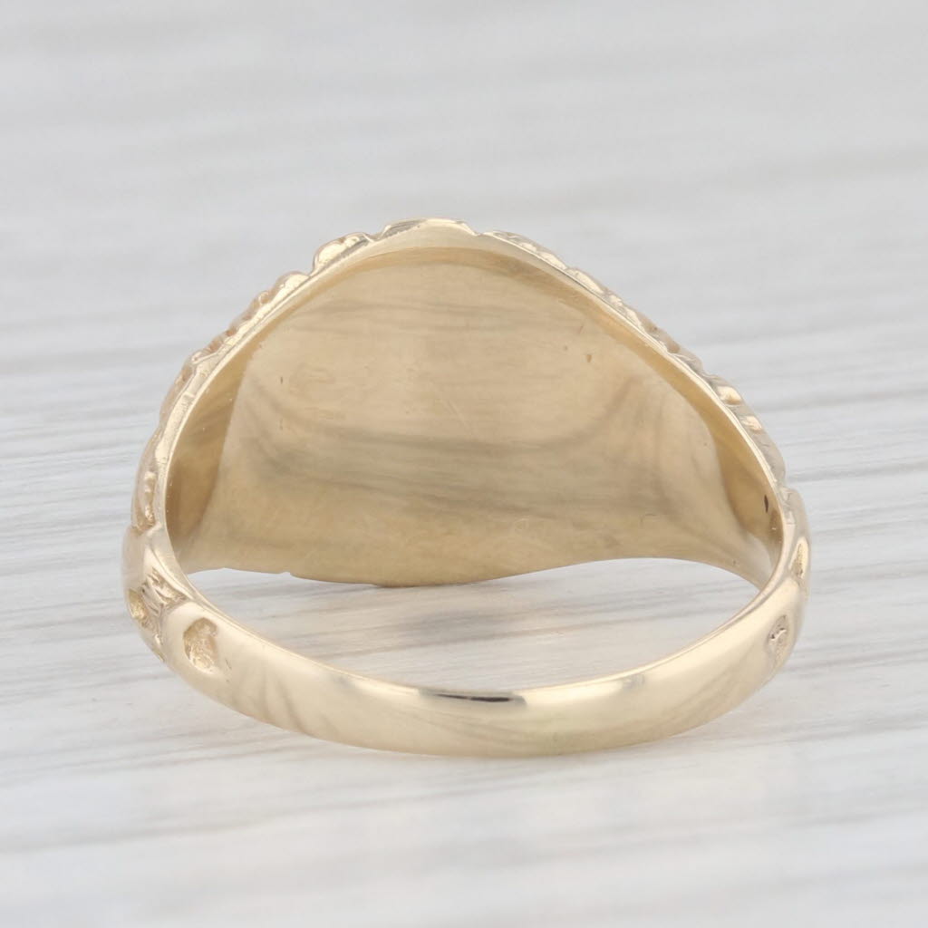 Light Gray Antique Diamond Star Pearl Crescent Moon Ring 10k Gold Size 4.25 Signet