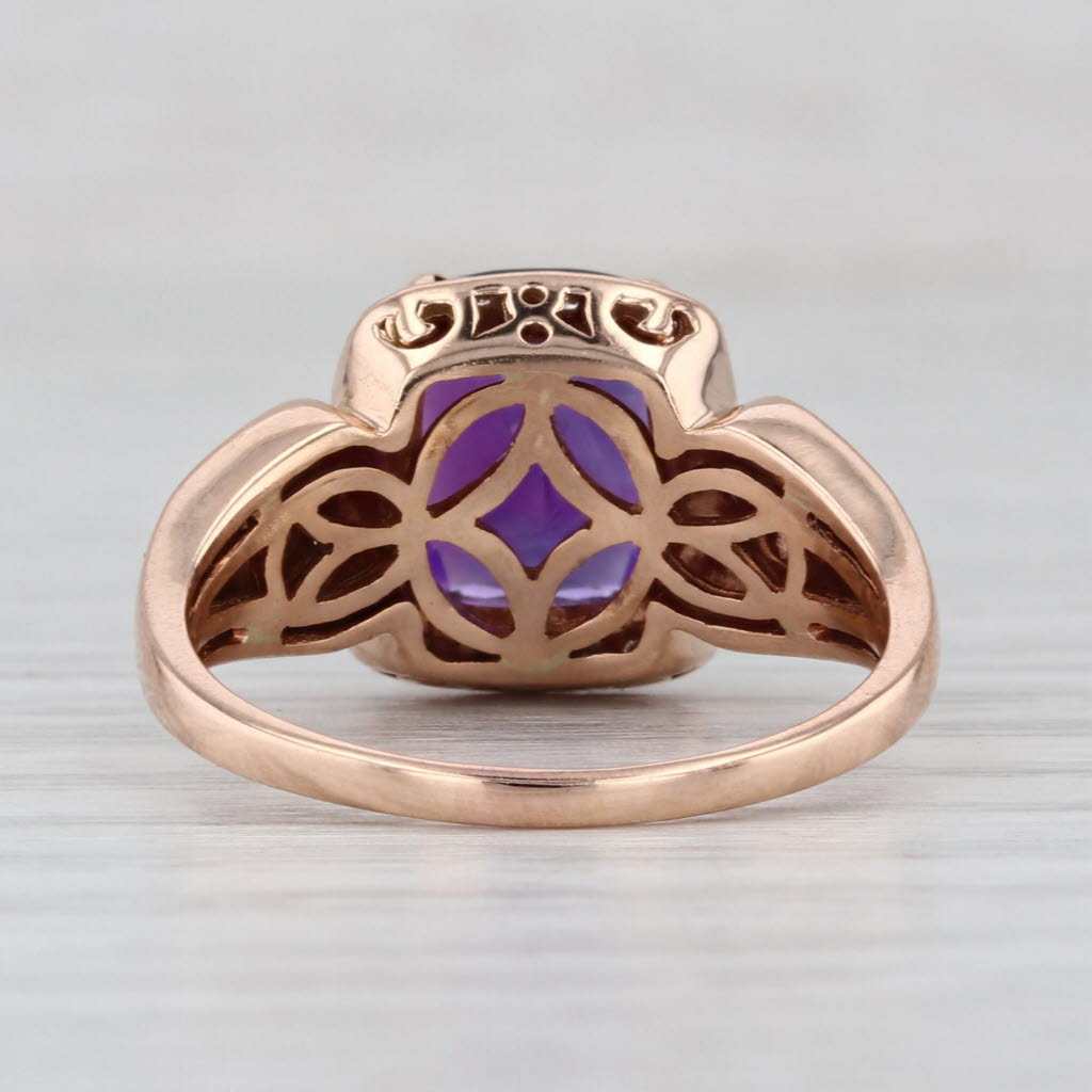 Le Vian Amethyst Diamond Halo Sapphire Ring 14k Rose Gold Size 8