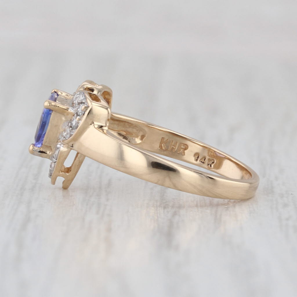0.61ctw Tanzanite Diamond Halo Ring 14k Yellow Gold Size 6