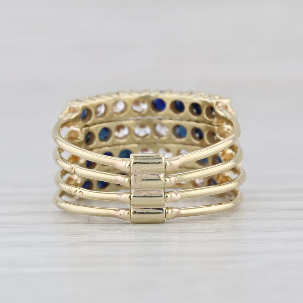 Blue Sapphire Cubic Zirconia Heram Ring 14k Gold Size 6.75 Stackable 4 Bands