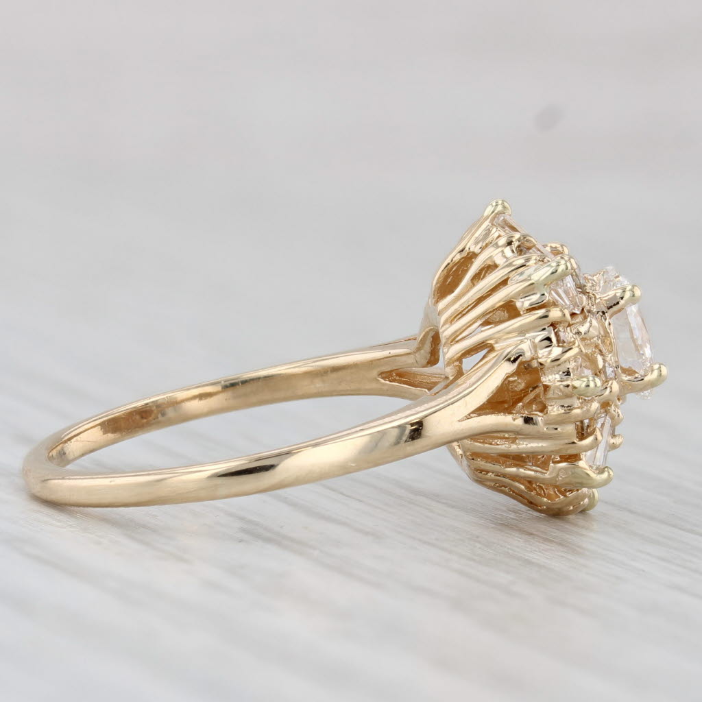 Light Gray 1.46ctw Oval Diamond Halo Engagement Ring 14k Yellow Gold Size 7